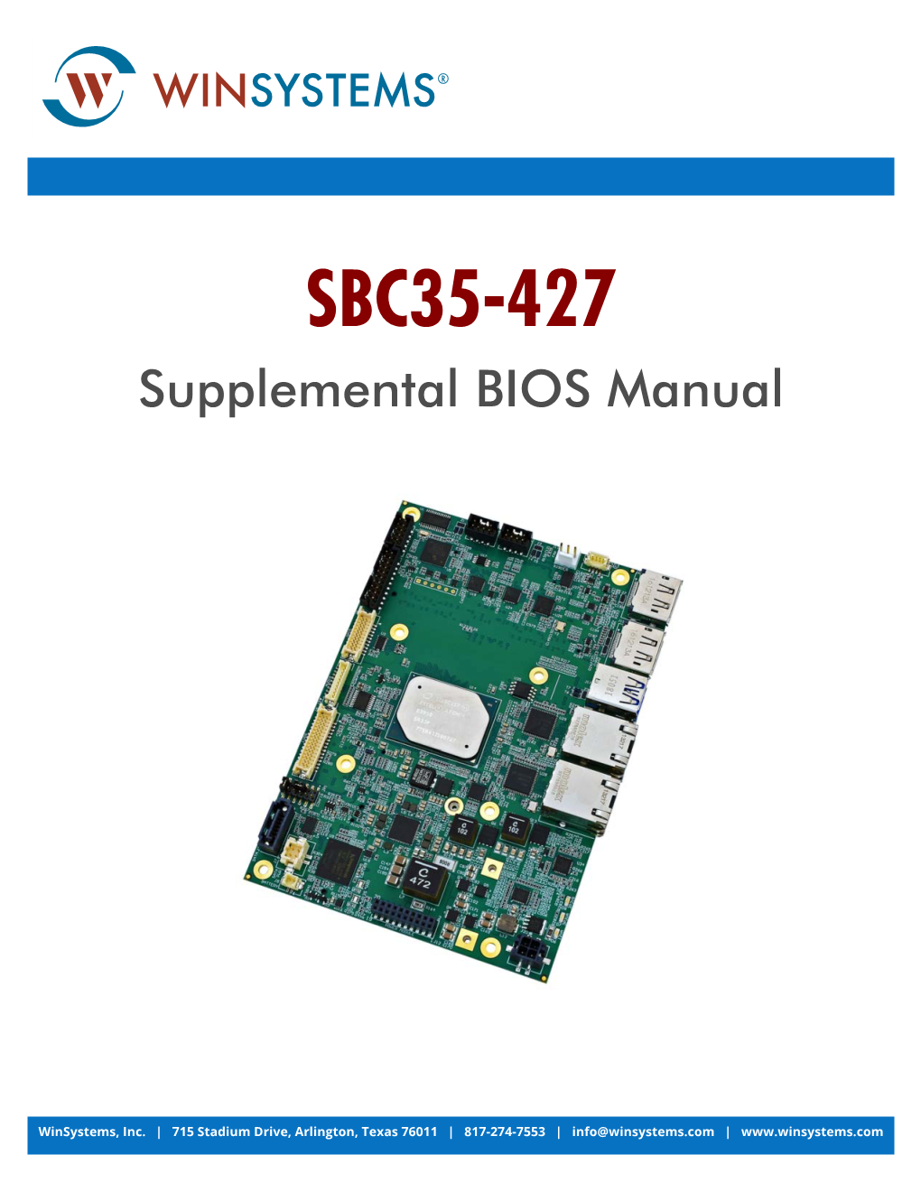 SBC35-427 Supplemental BIOS Manual