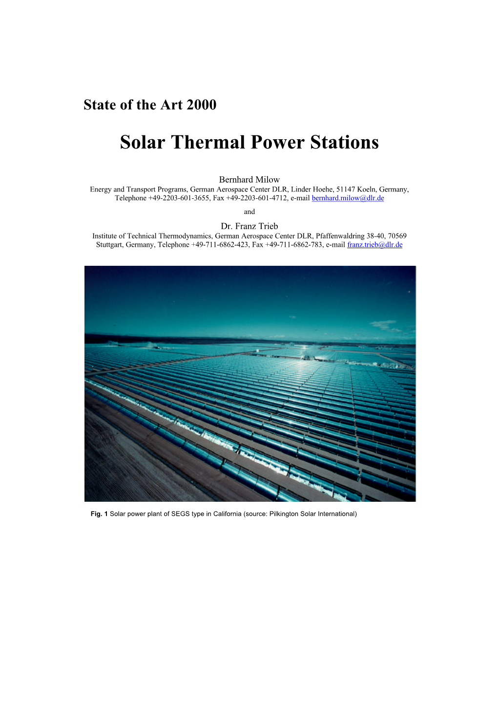 Solar Thermal Power Stations