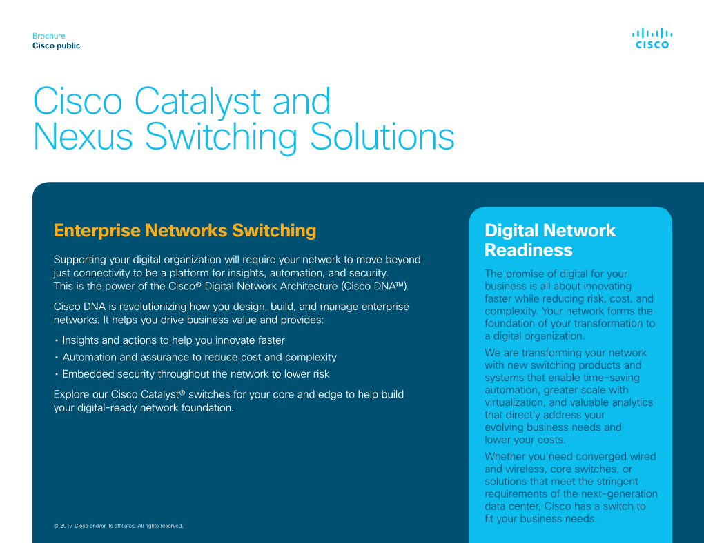 Cisco Catalyst and Nexus Switching Solutions Brochure