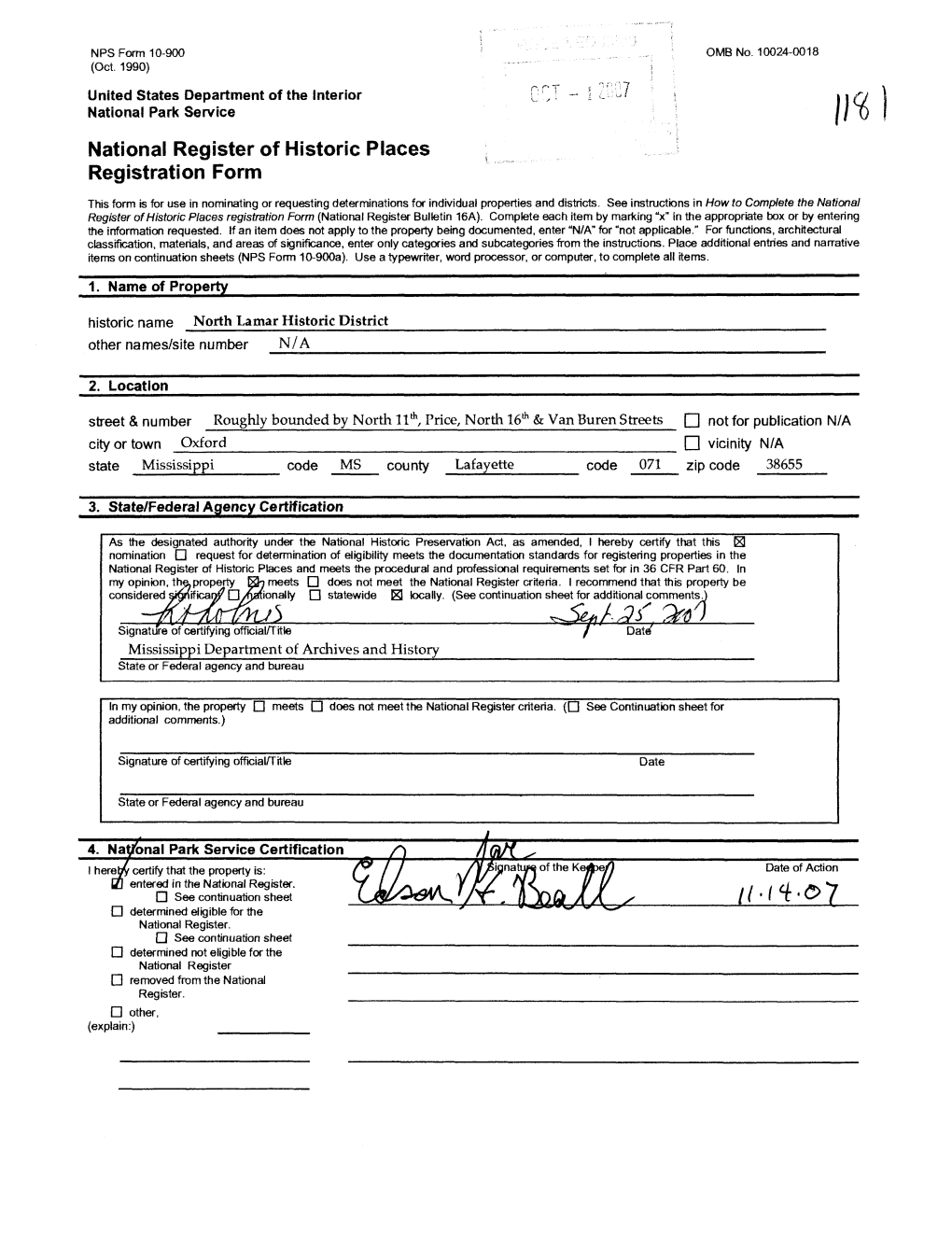 National Register of Historic Places Continuation Sheet