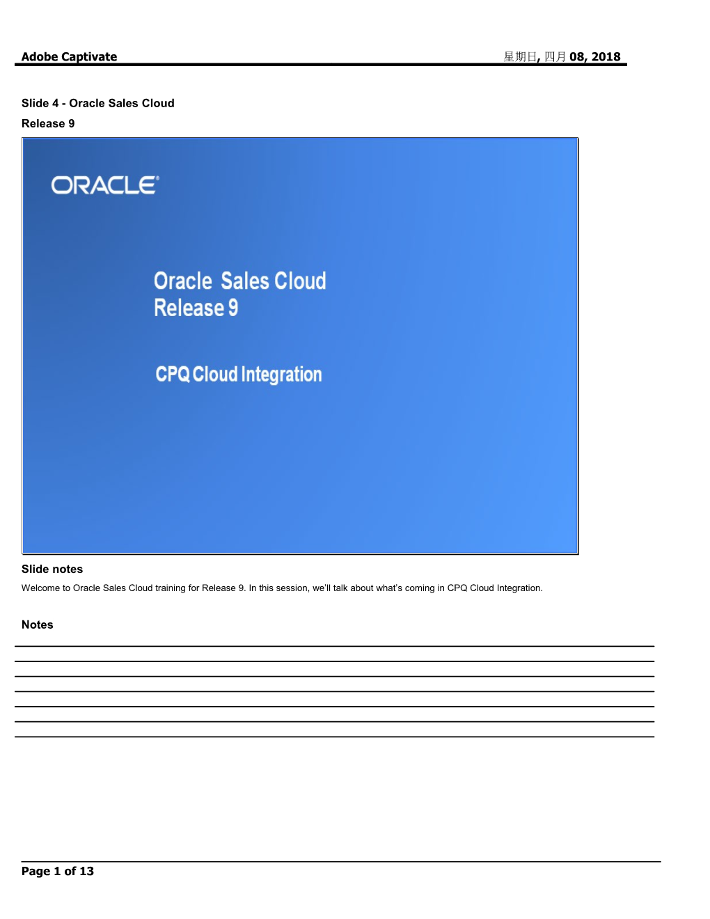 Slide 4 - Oracle Sales Cloud