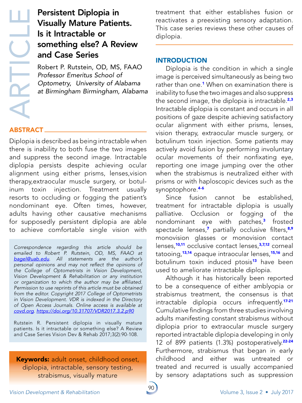 Persistent Diplopia in Visually Mature Patients