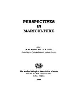 Perspectives in Mariculture