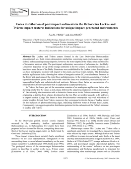 Facies Distribution of Post-Impact Sediments in the Ordovician Lockne and Tvären Impact Craters: Indications for Unique Impact-Generated Environments