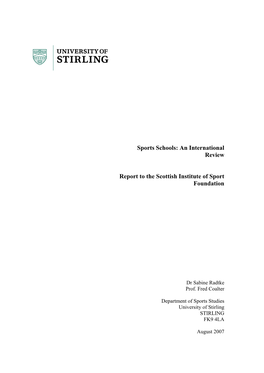 Sports Schools: an International Review