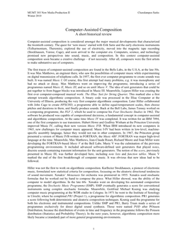 Computer-Assisted Composition a Short Historical Review