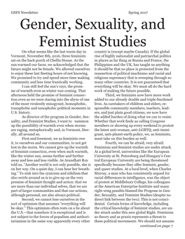 Gender, Sexuality, and Feminist Studies on What Seems Like the Last Warm Day in Country Is (Except Maybe Canada)