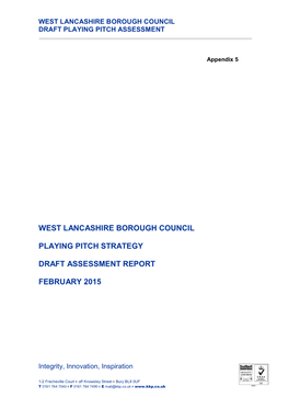 West Lancashire Borough Council Playing Pitch Strategy Draft