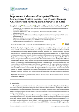 Improvement Measure of Integrated Disaster Management System Considering Disaster Damage Characteristics: Focusing on the Republic of Korea