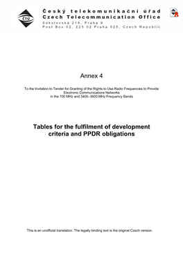 Tables for Fulfilment of Development Criteria and PPDR Obligations