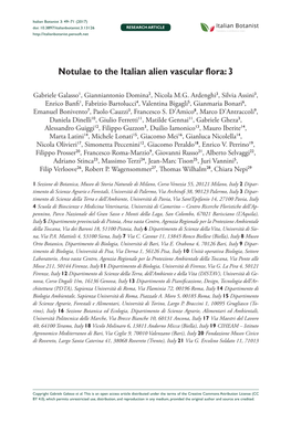 Notulae to the Italian Alien Vascular Flora: 3 49 Doi: 10.3897/Italianbotanist.3.13126 RESEARCH ARTICLE