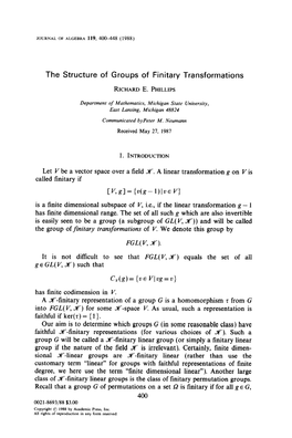 The Structure of Groups of Finitary Transformations