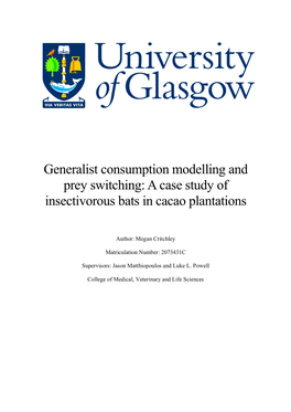 Generalist Consumption Modelling and Prey Switching: a Case Study of Insectivorous Bats in Cacao Plantations