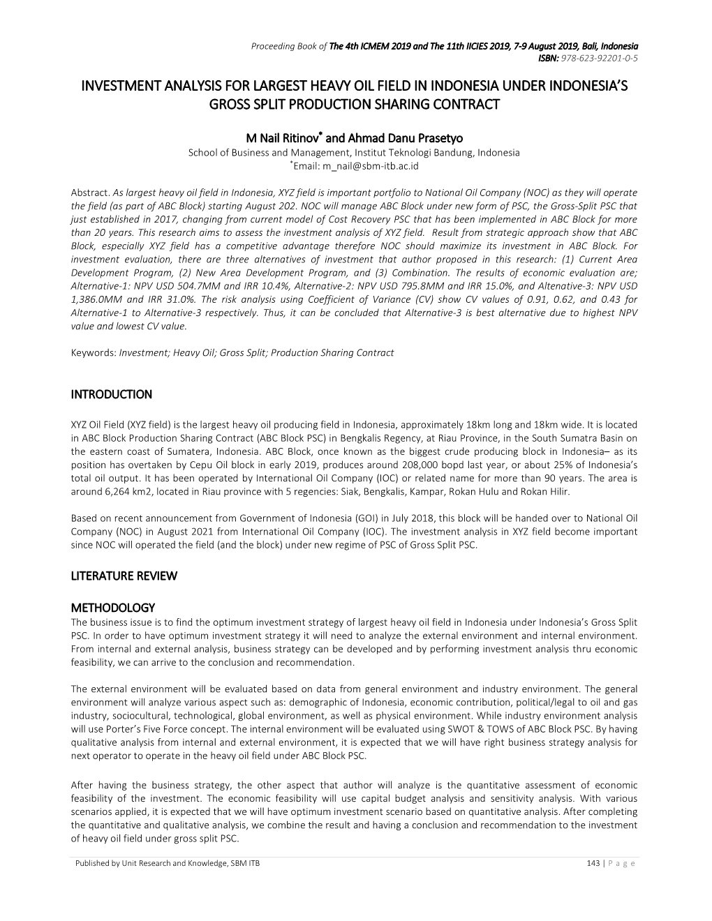 Investment Analysis For Largest Heavy Oil Field In Indonesia Under ...