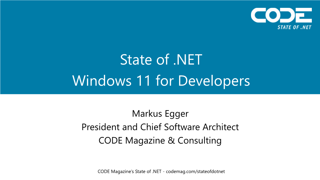 State of .NET Windows 11 for Developers