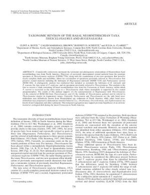 Article Taxonomic Revison of the Basal Neornithischian Taxa Thescelosaurus and Bugenasaura
