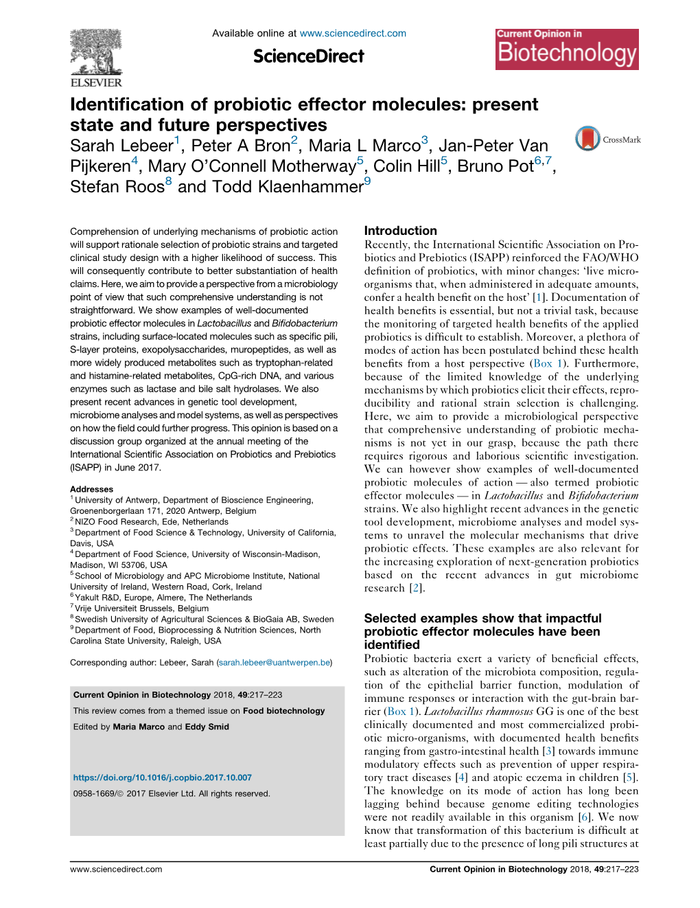 Identification of Probiotic Effector Molecules: Present State and Future