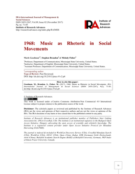 Music As Rhetoric in Social Movements