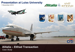 Alitalia – Etihad Transaction Presentation at Luiss University