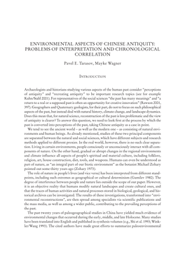 Environmental Aspects of Chinese Antiquity: Problems of Interpretation and Chronological Correlation