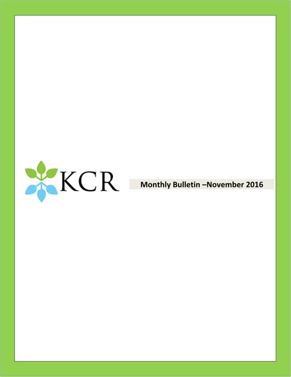 Monthly Bulletin – November 2016