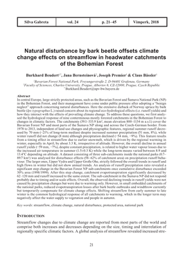 Natural Disturbance by Bark Beetle Offsets Climate Change Effects on Streamflow in Headwater Catchments of the Bohemian Forest