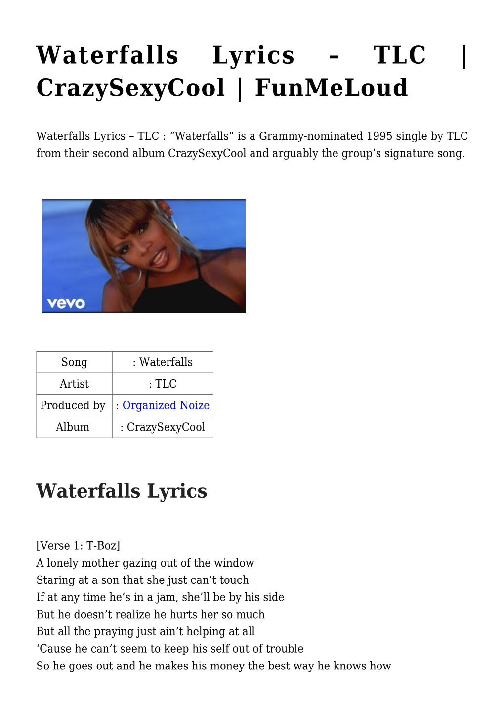 Waterfalls Lyrics – TLC | Crazysexycool