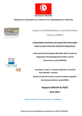 Rapport Définitif Du PGES Avril 2017