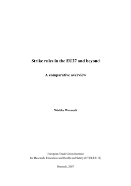 Strike Rules in the EU27 and Beyond