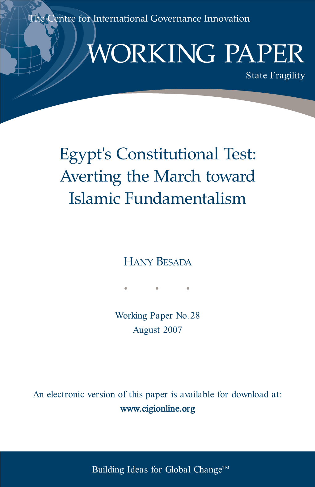 Egypt's Constitutional Test: Averting the March Toward Islamic Fundamentalism