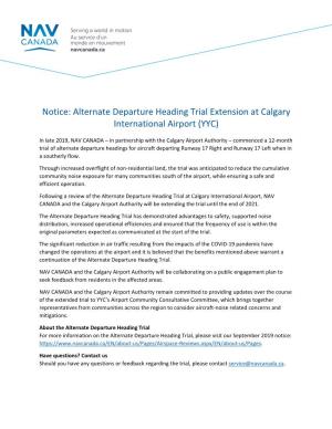 Notice: Alternate Departure Heading Trial Extension at Calgary International Airport (YYC)
