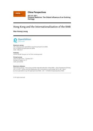 Hong Kong and the Internationalisation of the RMB