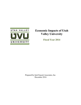 Utah Valley University Economic Impact Study October 2016