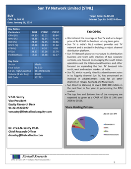 Sun TV Network Limited (STNL)