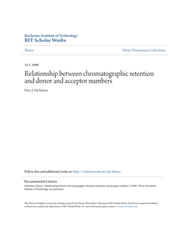 Relationship Between Chromatographic Retention and Donor and Acceptor Numbers Peter J