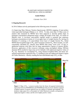 Planetary Science Institute Individual Annual Report