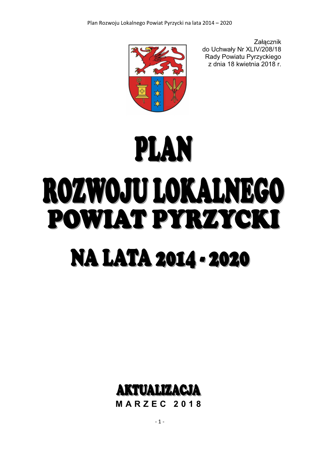 Plan Rozwoju Lokalnego Powiat Pyrzycki Na Lata 2014 – 2020