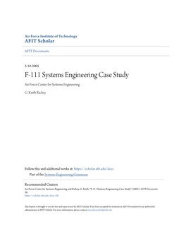 F-111 Systems Engineering Case Study Air Force Center for Systems Engineering