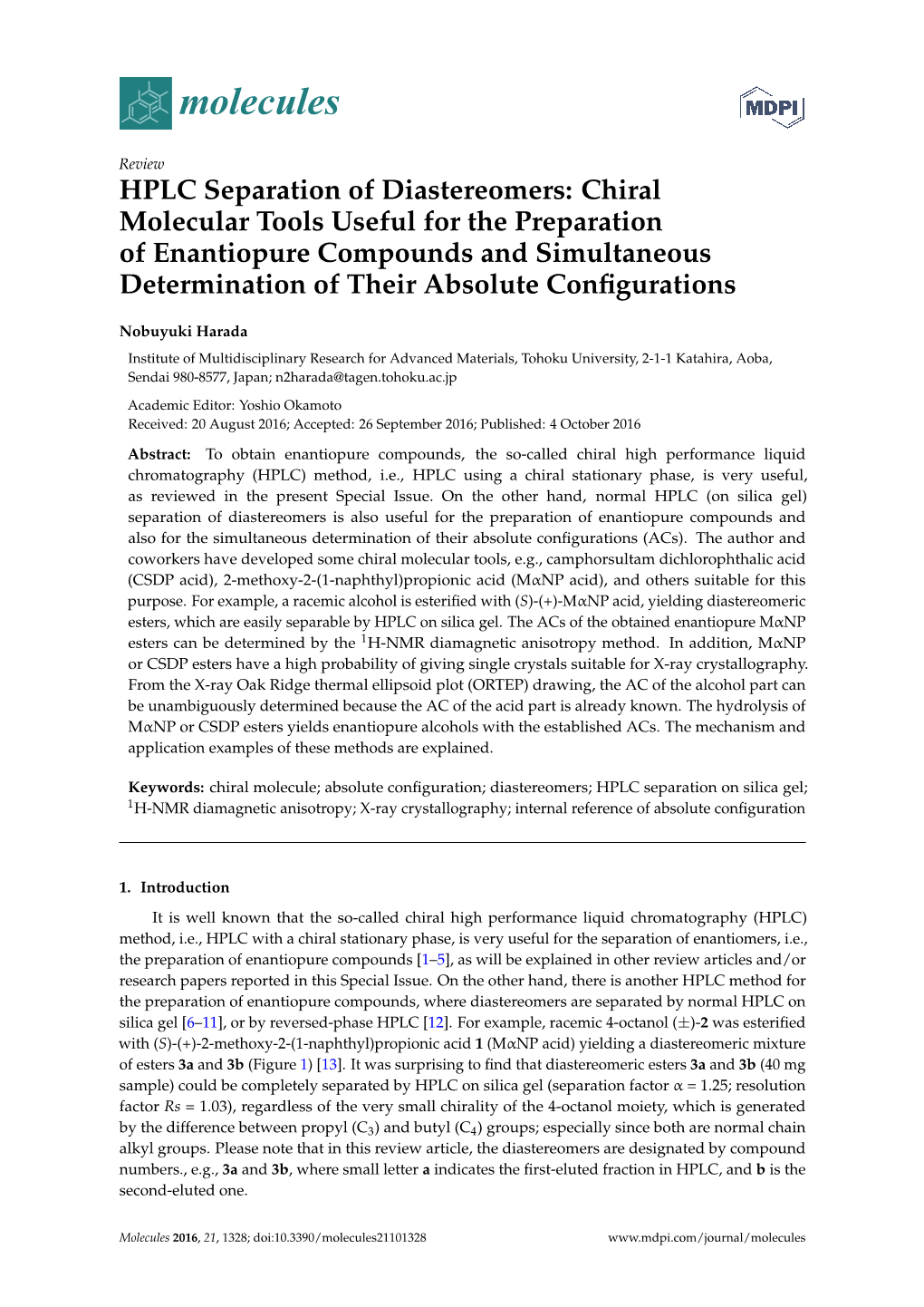 HPLC Separation of Diastereomers