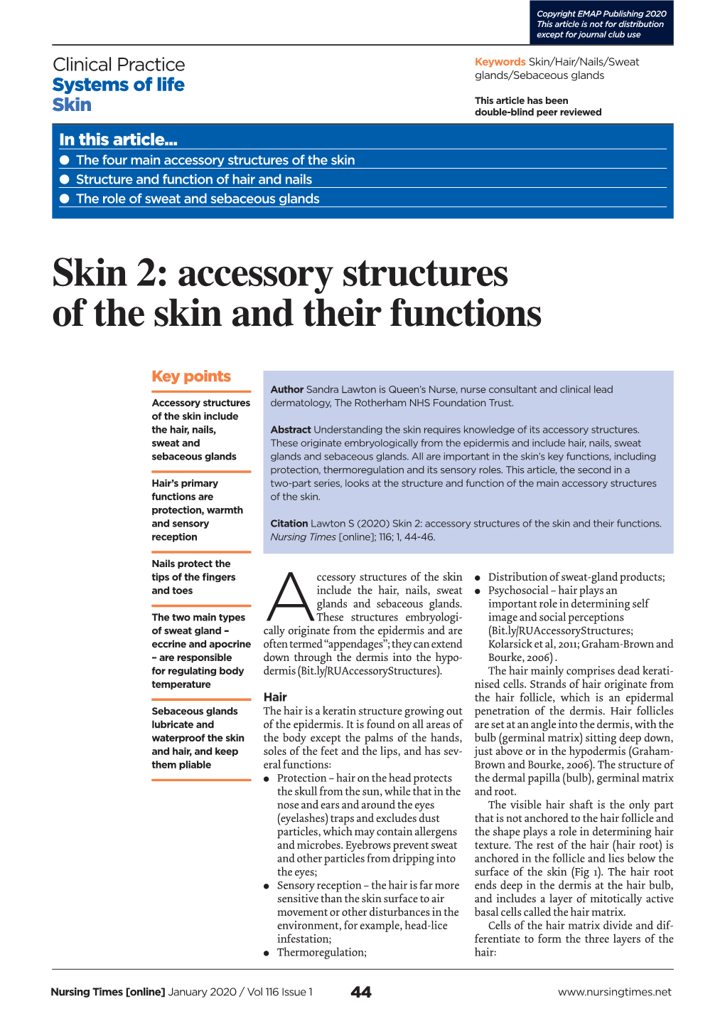 Accessory Structures Of The Skin And Their Functions