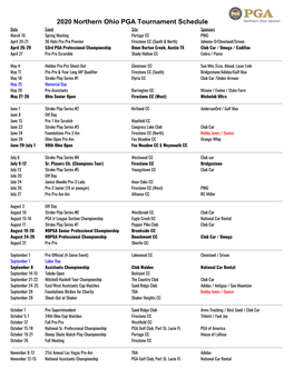 ​2020 Northern Ohio PGA Tournament Schedule