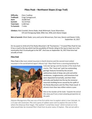 Pikes Peak – Northwest Slopes (Crags Trail)