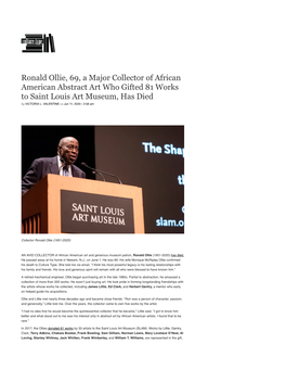 Ronald Ollie, 69, a Major Collector of African American Abstract Art Who Gifted 81 Works to Saint Louis Art Museum, Has Died by VICTORIA L