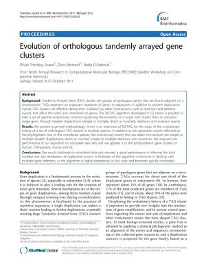 Evolution of Orthologous Tandemly Arrayed Gene Clusters
