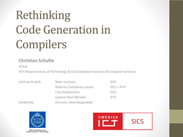 Rethinking Code Generation in Compilers