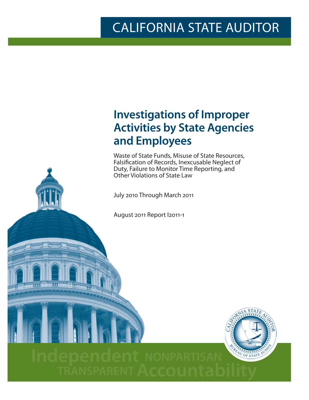 Investigations of Improper Activities by State Agencies and Employees