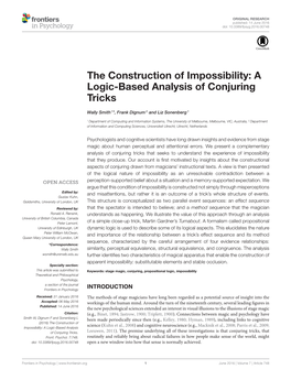 The Construction of Impossibility: a Logic-Based Analysis of Conjuring Tricks