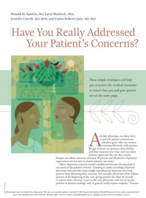 Have You Really Addressed Your Patient's Concerns?