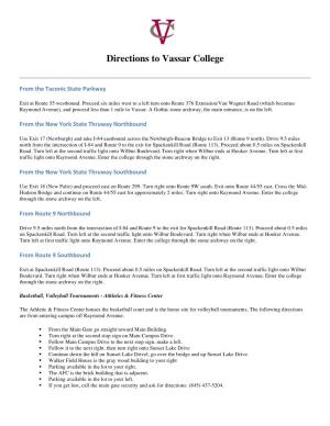 Vassar College AFC Visitor Guide