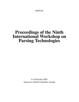 Proceedings of the Ninth International Workshop on Parsing Technologies